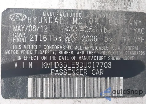 2013 Hyundai Elantra Gt z USA, uszkodzony, nr VIN KMHD35LE8DU017703